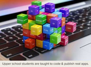 Upper school students are taught to code & publish real apps.